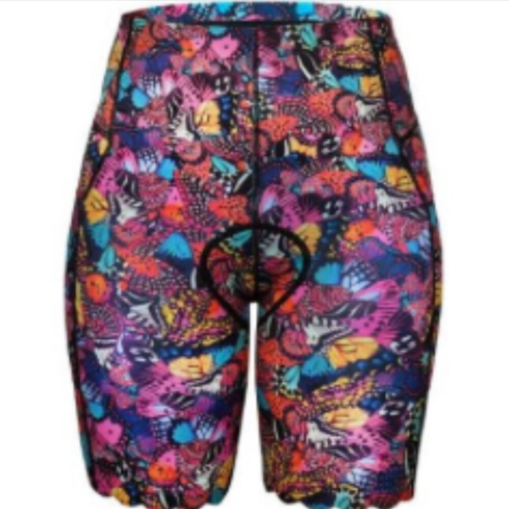 SHREDLY Biker Cham Cycling Shorts - Women's Flutter Butterfly Pattern XL